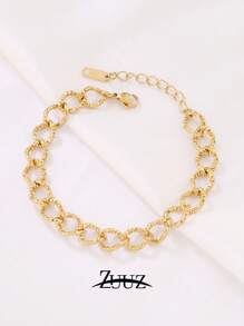 1pc Punk Style Stainless Steel Thick Chain Bracelet, Women's Friendship Gift - Bracelet - View 11