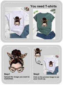 Women's Regular Crew Neck Short Sleeve Customized Graphic Printed T-Shirt