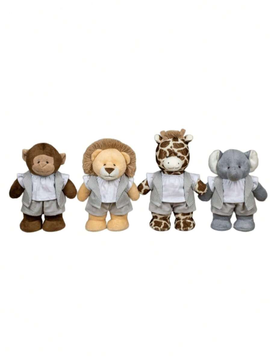 4-Piece  Jungle Bear Kit 30 Cm For Boys (Lion, Giraffe, Monkey, Elephant) - For Niches And Decorations - Kẻ sọc xám - Xem 1