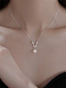 1 chiếc vòng cổ mặt dây chuyền đá mặt trăng hình đôi cánh thiên thần bằng bạc Sterling S925 sang trọng, thiết kế theo phong cách Niche dành cho phụ nữ, đeo hàng ngày, làm quà tặng sinh nhật - Bạc - Xem 2