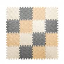 30*30*1cm Foam Game Mat, 16pcs/Set, White, Gray And Beige Interlocking Foam Puzzle Floor Mat With PVC Storage Bag - Multicolor - View 1