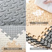 30*30*1cm Foam Game Mat, 16pcs/Set, White, Gray And Beige Interlocking Foam Puzzle Floor Mat With PVC Storage Bag - Multicolor - View 3