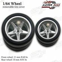 Kicarmod Llantas de goma KicarMod 1/64, neumáticos delanteros pequeños y traseros grandes, D: 11mm*13mm, radios de estrella de cinco puntas, neumáticos para piezas modificadas de coche de juguete de deportivo o muscle car, adecuado para entusiastas del modelismo con cierta habilidad manual
