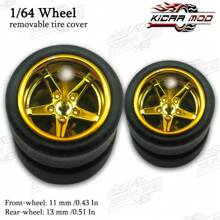 Kicarmod Llantas de goma KicarMod 1/64, neumáticos delanteros pequeños y traseros grandes, D: 11mm*13mm, radios de estrella de cinco puntas, neumáticos para piezas modificadas de coche de juguete de deportivo o muscle car, adecuado para entusiastas del modelismo con cierta habilidad manual