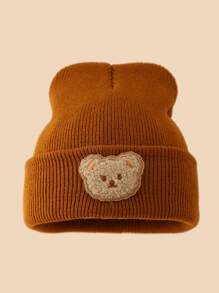 1 件儿童熊针织帽，婴儿无檐便帽，适合户外和日常穿着，保暖 - 彩色 - 查看 24