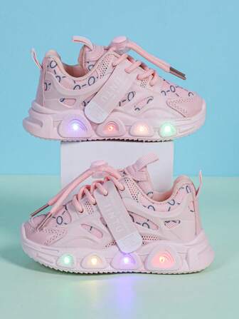 LED Illuminating Leather Breathable Sports Shoes, Suitable For Boys And Girls - Casual, Shock-Absorbing, Anti-Slip For Outdoor Running And Walking, 4 Seasons