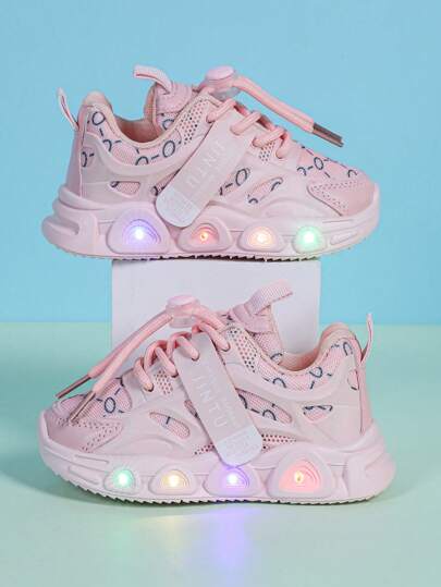 LED 发光皮革透气运动鞋，适合男孩和女孩 - 休闲、减震、防滑，适合户外跑步和散步，4 季