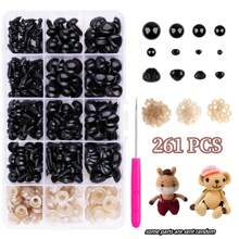 200/261件套黑色眼睛和鼻子套装，黑色塑料工艺娃娃眼睛，适用于DIY玩偶、熊工艺品、动物玩偶制作（各种尺寸） - 黑色 - 查看 13