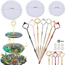 3 层树脂模具，坚固的树脂模具架，厚环氧树脂多层 DIY 托盘模具，树脂硅胶铸造模具，带皇冠金属支架，用于制作服务器托盘 - 彩色 - 查看 2