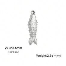 1 pieza Colgante con forma de pez pequeño 3D de acero inoxidable para pulsera, collar, manualidades