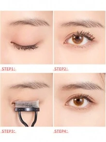 1 Black Straight Handle Stainless Steel Eye Eyelashes Brush Fake Eyelashes Comb Makeup Tool - Black - View 9