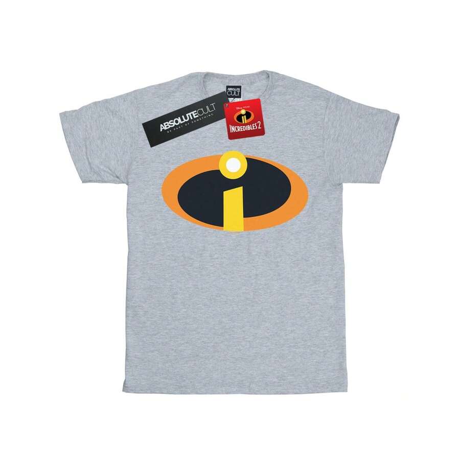 Disney Womens/Ladies The Incredibles Costume Logo Cotton Boyfriend T-Shirt (Sports Grey)