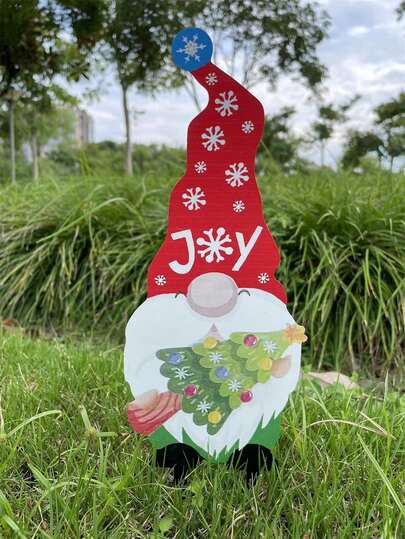 1pc 30cm Santa Claus Iron Pattern Christmas Decoration Yard Stake, Suitable For Home, Garden, Christmas Ornament, Outdoor Decor