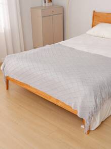 1pc Knitted Blanket Sofa Throw Bedspread Office Lunch Break Summer Wrap Nap Shawl - Light Grey - View 4