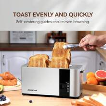 Aigostar 4 Slice Toaster Long Wide Slot, Stainless Steel, Digital Touch Control With LCD Display, 7 Browning Settings, Defrost Reheat Cancel Functions, 1400 W - UK Plug(220-240V) - View 8
