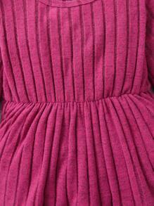 2pcs/Set Girls Casual Ribbed Crew Neck Sweatshirt + Floral Print Pants, Comfortable And Cute - Hot Pink - View 4