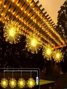 1 套 USB 悬挂式 LED 烟花灯，多模式 DIY 形状 LED 仙女装饰灯，180 个 LED、360 个 LED 爆炸星形灯串，适用于卧室、阳台、客厅、派对氛围装饰，带温暖多彩的灯光 - USB - 查看 2
