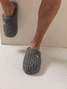 可爱小熊冬季拖鞋，女士保暖家居拖鞋，柔软耐穿，防滑纹理，舒适蓬松，情侣拖鞋，简约设计 - 深灰色 - 查看 3