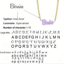 1 件多种款式可选定制 3D 闪光亚克力名字项链 - 个性化草书字母吊坠，不锈钢链，男女皆宜 - 完美的生日礼物 - 彩色 - 查看 6