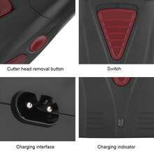 Reciprocante máquina de afeitar eléctrica retro doble cabeza 4D empuje calva blanca máquina de afeitar recargable USB para hombres - Negro - Ver 7