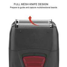 Reciprocante máquina de afeitar eléctrica retro doble cabeza 4D empuje calva blanca máquina de afeitar recargable USB para hombres - Negro - Ver 5