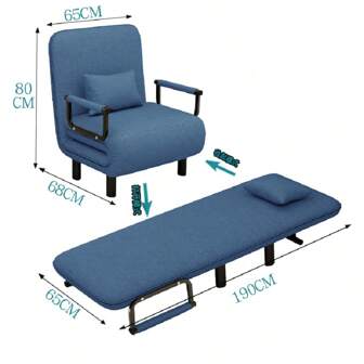 1pc Folding 6 Position Convertible Sleeper Bed Armchair Lounge Sofa With Pillows