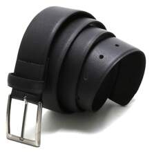 Men's Formal Belt In Synthetic Leather With Metal Buckle, Comes With Box. PVC Leather - màu đen - Xem 2