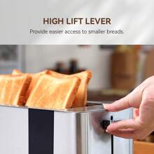 Aigostar 4 Slice Toaster Long Wide Slot, Stainless Steel, Digital Touch Control With LCD Display, 7 Browning Settings, Defrost Reheat Cancel Functions, 1400 W - UK Plug(220-240V) - View 6
