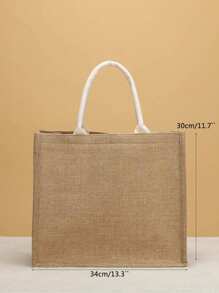 1pc Gepersonaliseerde linnen tas Uw eigen ontwerp Vrouwen Aangepaste Tote Bag Voor Winkelen Linnen Tassen, Uniek Ontwerp (Foto, Landschap, Illustratie), Opvouwbaar, Grote Capaciteit, Lichtgewicht, Stijlvol, Gepersonaliseerde Tote Bag, Schoudertas, Casual Boodschappentas, Tote Bags Initial Classic Cadeau Tas Gepersonaliseerd Voor Bruiloft, Verjaardag, Strand, Vakantie - Kaki - Bekijken 5