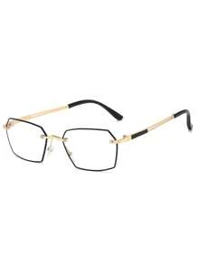 1 件男士全框非对称形状眼镜时尚轻便金属眼镜流行个性化变色镜片遮光女士黑色眼镜适合日常使用万圣节适合夏季海滩度假、户外、旅行 - 彩色 - 查看 5