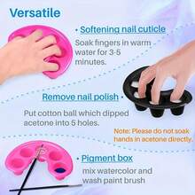 2 chiếc bát ngâm tay năm ngón giúp tăng cường móng tay, bát ngâm tay bằng nhựa, dụng cụ đựng nước loại bỏ da chết 5 lỗ, khay ngâm móng tay, bát ngâm tay tẩy sơn dễ sử dụng - Nhiều màu - Xem 2