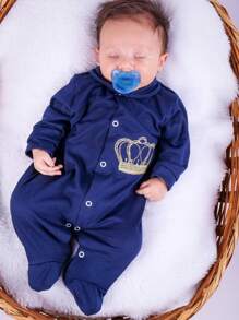 Maternity Outfit For Boy 04 Pieces Embroidered Crown Navy Blue Baby Clothes