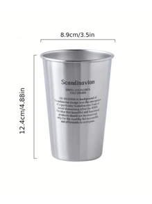 1 件不锈钢杯，Ins 风格果汁杯，防摔玻璃杯，咖啡或冷饮杯，无吸管无盖 - 銀色 - 查看 8