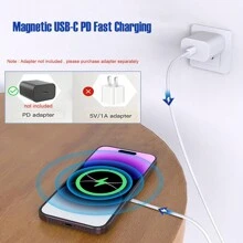 适用于 iPhone 16/15/14/13/12 系列、AirPods 4/3/2/Pro 磁力垫的磁性无线充电器，带双充电端口，适用于 Pixel、Galaxy 等，支持无线充电的各种电子产品 - 白色 - 查看 6