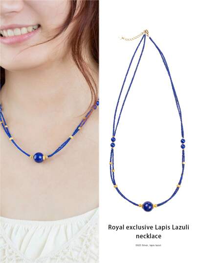  1 buc. Colier cu lapislazuli natural din argint de înaltă calitate, elegant și misterios, culoarea albastră profundă este ca stelele din cerul nopții, ghidându-ți gândurile pentru a explora universul nemărginit. Nu este doar un accesoriu la modă, ci și un gardian al sufletului, simbolizând înțelepciunea, calmul și inspirația, adăugând o notă extraordinară vieții tale. Culoarea pietrelor prețioase naturale este aleatorie.