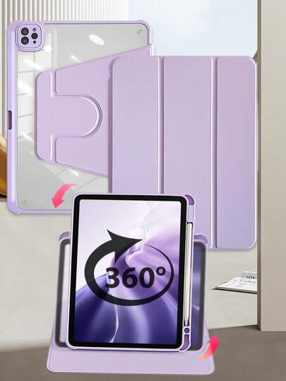 1 pezzo Supporto pieghevole in acrilico a 360° regolabile compatibile con iPad 10.2/10.5/Air4/Air5/10.9/Pro 11/Air11(M2)2024/10th Gen/iPad Pro11-In.(M4)-2024iPad/iPad Air 11-Inch (M3) 2025/iPad (A16) 11 Pollici 11th Gen 2025, colore viola taro, resistente a graffi e piegature, con slot per penna integrato, funzione di sonno/risveglio magnetica, design minimalista/classico/casual