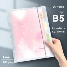 1pc,A5/B5,54sheets,108pages,Binder,Indexing Notebook,Feather Planner,Removable Loose-Leaf,Office,School Supplies,Multicolor Bookmark Binder,School Supplies,Back To School