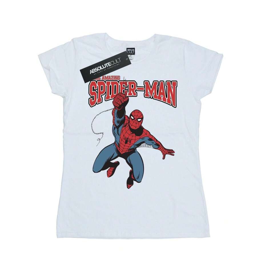 Marvel Spider-Man Womens/Ladies Leap T-Shirt (White)