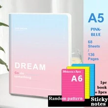 1pc, B5/A5, 136pages, Waterproof Soft PP Cover Notebook, Colorful Minimalist Diary Notebook, Lined Journal, Ideal For Office, Home, School Note Taking.