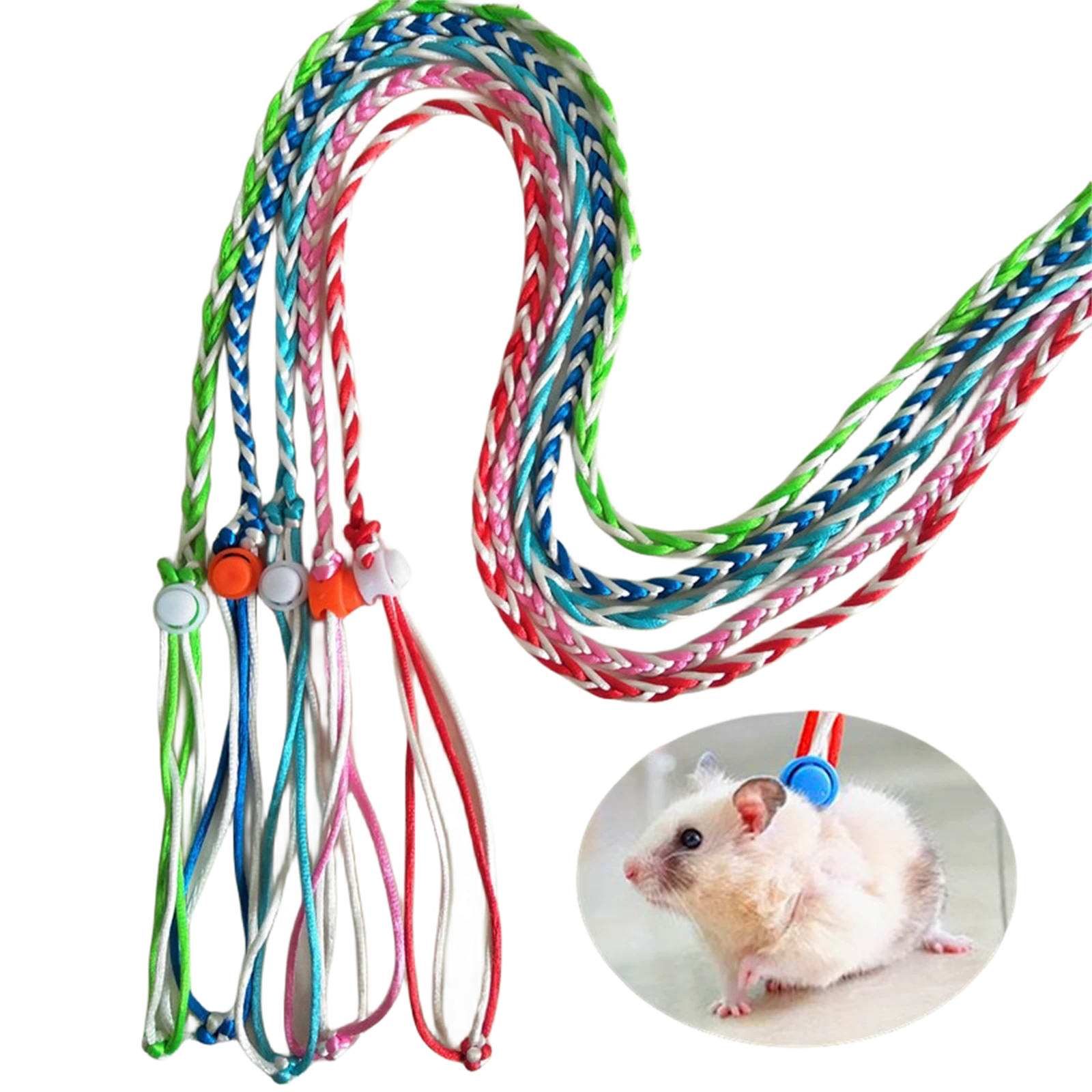 1pc Adjustable Hamster Leash With Bell (Random Color), Suitable For
