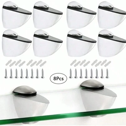 Pack de 8 Ganchos para Repisas de Vidrio - Soporte Invisible y Ultra Resistente | Ideal para Organizar Baños, Cocinas o Oficinas | Máxima Adherencia sin Dañar Superficies