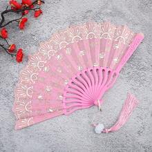 1pc Folding Floral European Style Double-Sided Print Dance Fan For Home Decor And Festivals Halloween - Multicolor - View 2