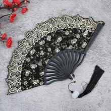 1pc Folding Floral European Style Double-Sided Print Dance Fan For Home Decor And Festivals Halloween - Multicolor - View 1