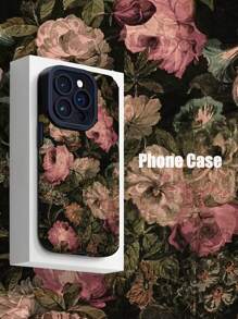 1pc Vintage Floral Pattern PU Leather Anti-Drop Phone Case Compatible With Apple/ Smartphones Waterproof Shockproof Scratch Resistant