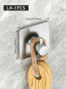 Silver Single L-Shaped Adhesive Towel Hook, Multi-Functional Wall Mount Hook For Family Coats, Bathrooms, And Towel Organization