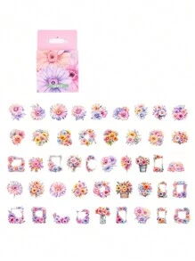 1 scatola 45 pezzi Adesivi decorativi romantici rosa per piante e fiori per scrapbooking