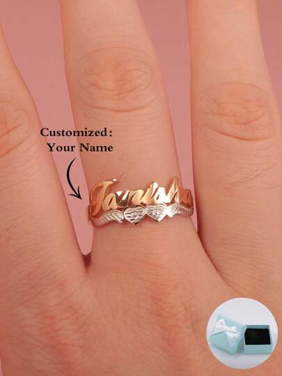 Anel Personalizado com Padrão Floral e Cores Duplas, Presente Perfeito para o Dia dos Pais, Dia das Mães, Dia dos Namorados, Aniversário, Aniversário, Amigos, Formandos, Natal, Ouro, Prata, Elegante, Colorido, Vintage, Hipster, Simples, Moda Y2k, Anos 2000, Personalizado, Único, Presentes Ideais para Ele, Presentes Ideais para Ela, Ela, Namorado, Namorada, Pai, Mãe, Família, Amigos, para Aniversários, para Formatura, para Festa