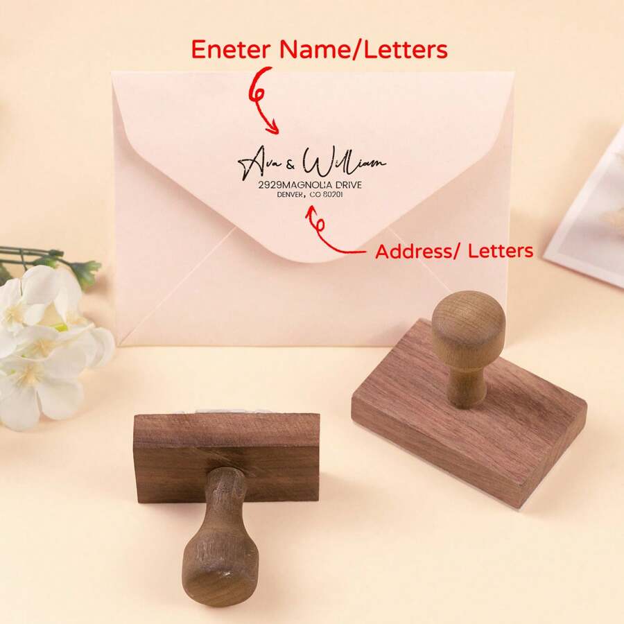 Customized Wooden Modern Address, Wedding Address, Home Address Stamp, Name And Anniversary Stamp