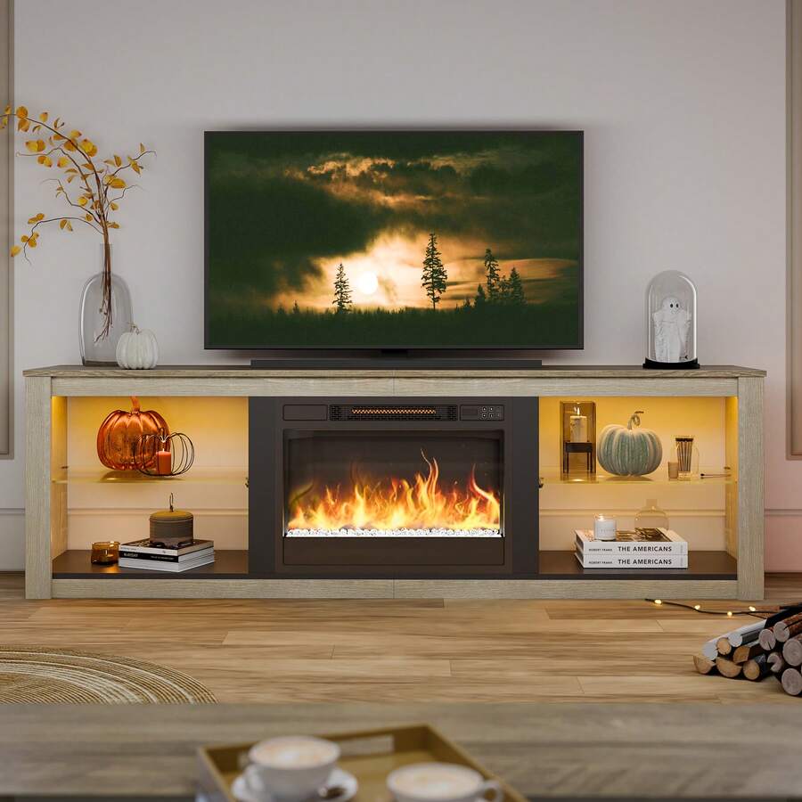 Bestier Fireplace TV Stand For 75 Inch TV With 23 Inch Electric
