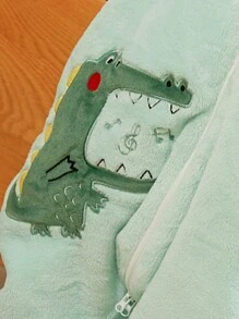 1 pièce Sac de couchage bébé en flanelle MICHLEY, sac de couchage à manches longues avec fermeture éclair, convient pour les bébés garçons et filles en automne/hiver, mignon et décontracté, idéal pour les fournitures de voyage pour bébé - Crocodile - Voir 7